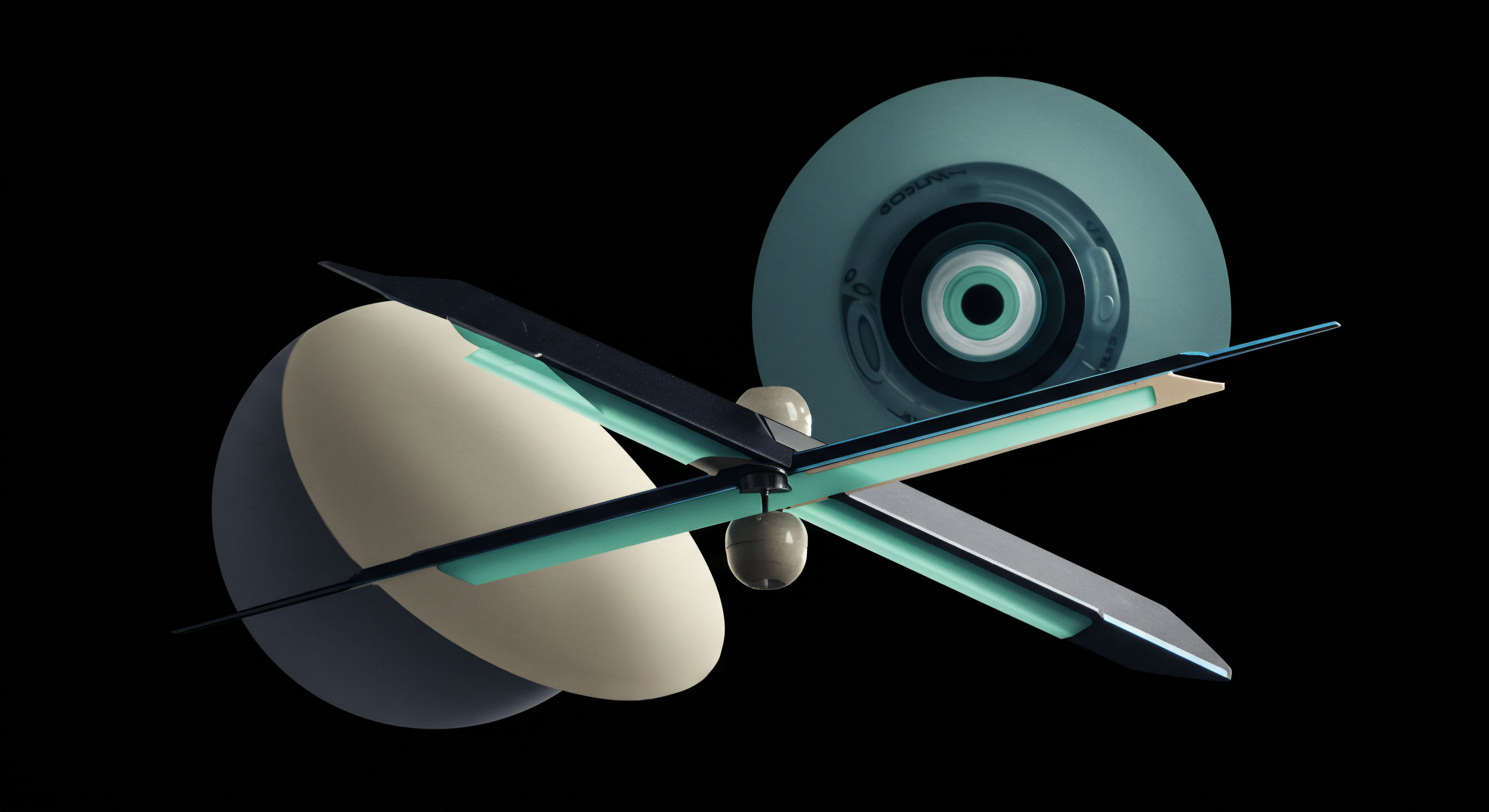 This abstract rendering depicts intersecting planes of cyan luminescence framed by dark matte surfaces, juxtaposed against beige and slate spheroid masses, suggesting complex spatial dynamics. These elements symbolize the intersection of on-chain settlement and derivative contract structures. The central cruciform component represents the dynamic balancing of Automated Market Maker AMM inventory and order book depth, critical for achieving tight bid-ask spreads. The juxtaposed spheres allude to underlying collateralized assets or escrowed principal amounts within perpetual swaps. The translucent teal banding signifies volatility surface mapping or Gamma exposure monitoring across various synthetic asset allocations. This composition visualizes the intricate interplay between constant product functions and discrete option expirations in decentralized finance DeFi hedging strategies, embodying algorithmic execution certainty against market stochasticity and slippage minimization for efficient capital deployment.