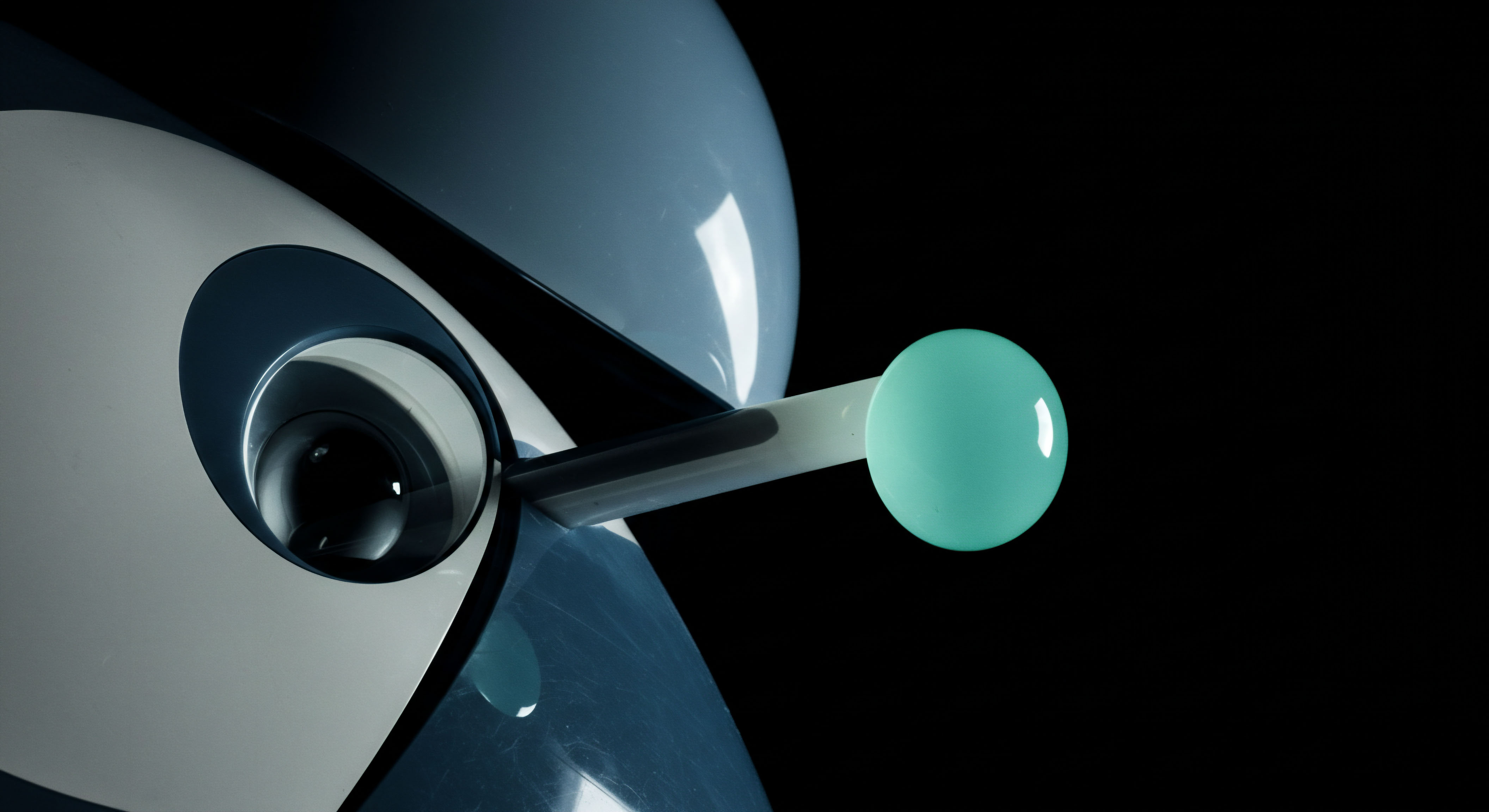 This high contrast visualization presents a stylized automaton interface element juxtaposed against absolute darkness suggesting deep market liquidity pools. The ocular structure, rendered in matte white and deep slate blue, mirrors the binary nature of call and put option assignments within decentralized finance protocols. A projecting, translucent arm culminates in a smooth, cyan sphere, conceptually embodying the non-linear relationship between underlying asset volatility and premium valuation in exotic structured products. This structure reflects the execution mechanism for complex synthetic positions and the sensitivity to gamma exposure in on-chain perpetual swaps, where the beacon acts as a trigger point for settlement or exercise initiation on a layer two scaling solution. The interplay of light and shadow emphasizes the inherent uncertainty of predicting future spot price discovery in volatile defi landscapes, directly relating to risk management paradigms for delta-neutral strategies.