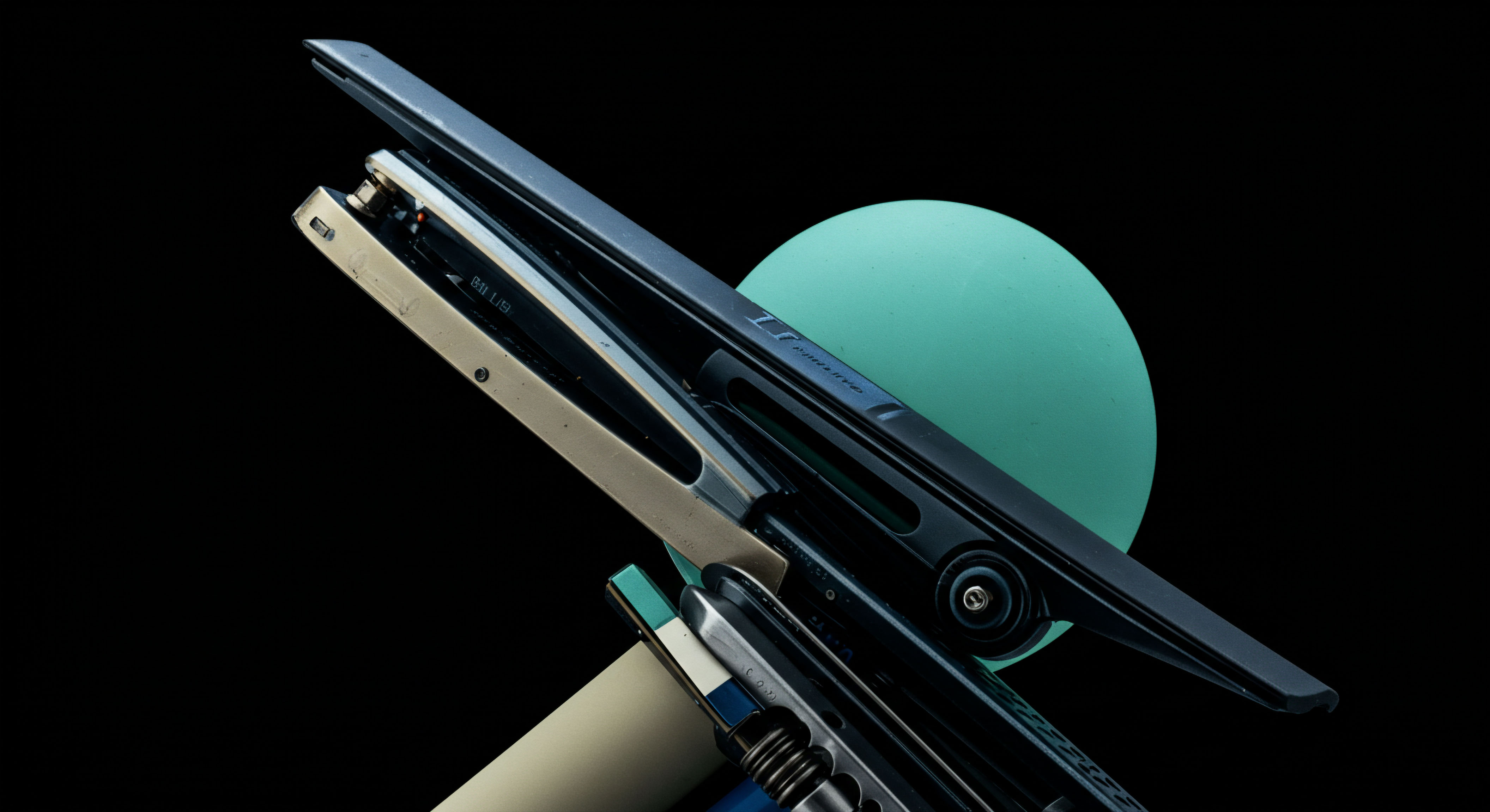 This striking composition features metallic, angled structures, possibly representing leveraged instruments or hardware wallets, contrasted against a smooth, opaque cyan sphere symbolizing an underlying asset or stablecoin reference rate. The juxtaposition evokes the complexity of structuring non-linear payoff matrices typical in exotic options trading like digital spreads. The layered metal elements suggest capital stacking or multi-signature cold storage protocols awaiting execution, perhaps an implicit limit order book depth in a decentralized exchange RFQ system. Key concepts include basis risk differentials, volatility surface mapping, and the precise demarcation of embedded options within structured finance vehicles, emphasizing collateral management efficiency across fragmented liquidity pools in DeFi primitives.