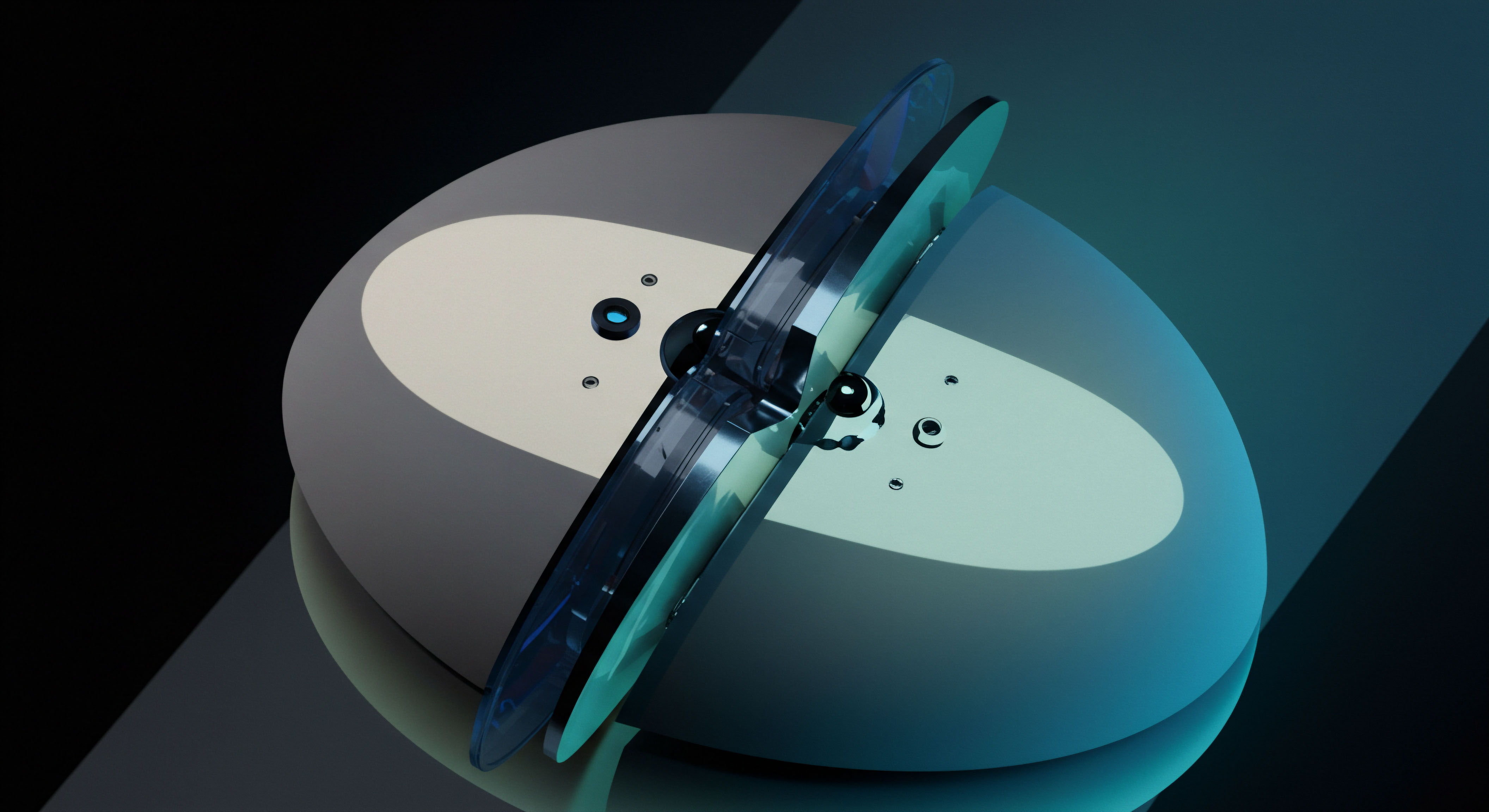 The rendered composition suggests a nascent decentralized exchange ledger system featuring a central bisected apparatus resembling folded digital assets or bifurcated option contracts. The smooth ovoid base implies a stable base layer analogous to a custody solution or an atomic swap initiation point. Subtle crystalline reflections on the transparent structure evoke secured key management or time-locked smart contract execution paths. Small, precise nodules represent oracle feeds or designated collateralization points critical for decentralized finance perpetuals mechanisms. This visual metaphor aligns with algorithmic arbitrage opportunities arising from transient volatility exposure in novel DeFi yield farming protocols demanding robust risk parity management across complex synthetic asset structures like exotic options. The interplay of deep cyan and muted beige light signifies the contrast between underlying asset price discovery and derivative premium valuation inherent in high-frequency crypto option market making.
