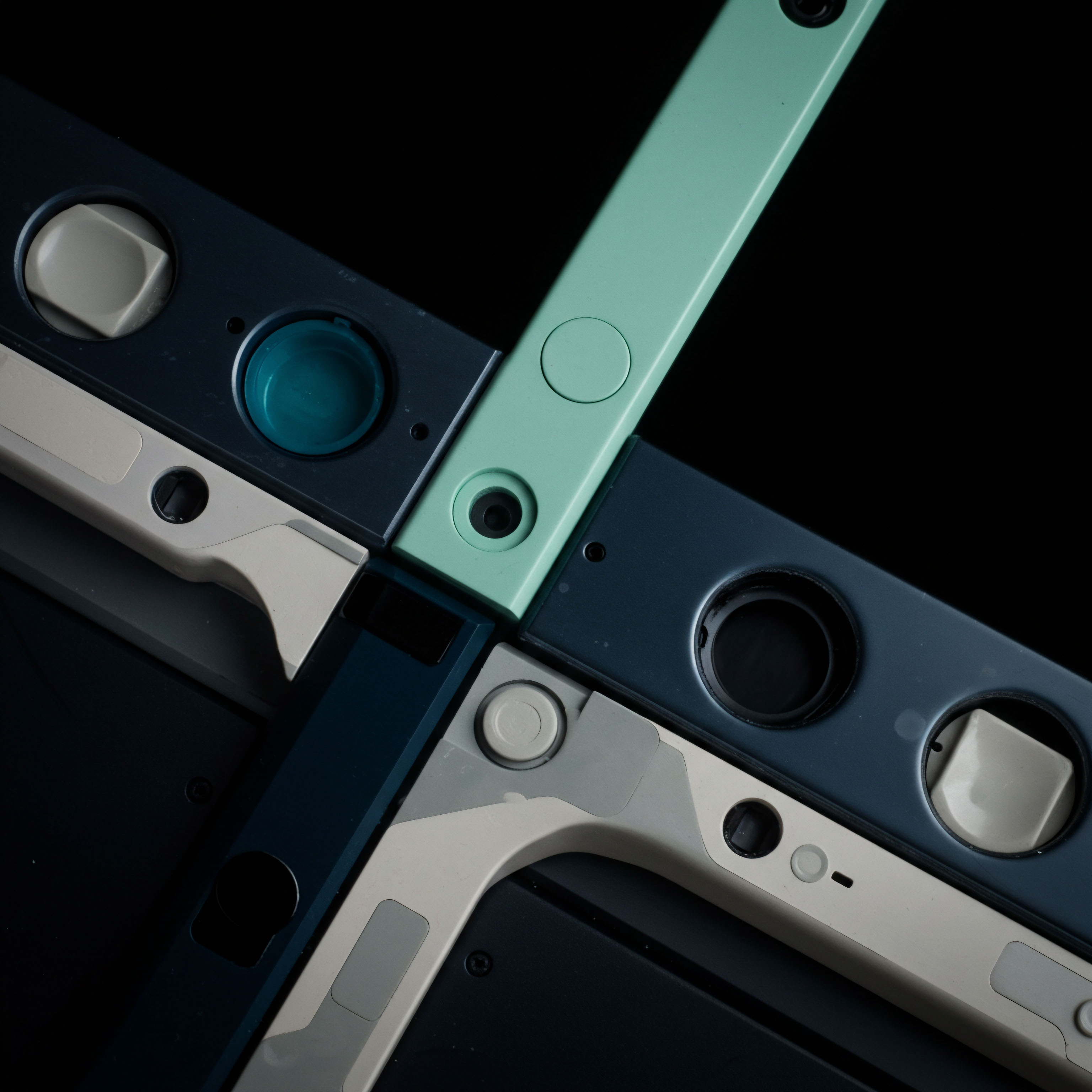 This abstract composition of intersecting, multi-hued polymer components suggests the complex interconnection within decentralized finance DeFi infrastructure. The overlapping geometry mirrors layered security protocols essential for securing private keys against adversarial network attacks. Distinct circular apertures and raised nodes evoke sensing mechanisms integral to hardware wallet cold storage validation or perhaps indicators of on-chain governance voting mechanisms. The dark, matte blue contrasts sharply with the pale teal and off-white segments, symbolizing the tension between opaque market mechanics and transparent blockchain ledger accessibility. This visual metaphor relates directly to managing counterparty risk inherent in complex structured products like perpetual futures contracts or exotic option payoffs settled via smart contracts, requiring robust multi-signature authorization flows for withdrawal or execution settlement. We observe visual analogues for bifurcation points in Automated Market Maker AMM bonding curves.