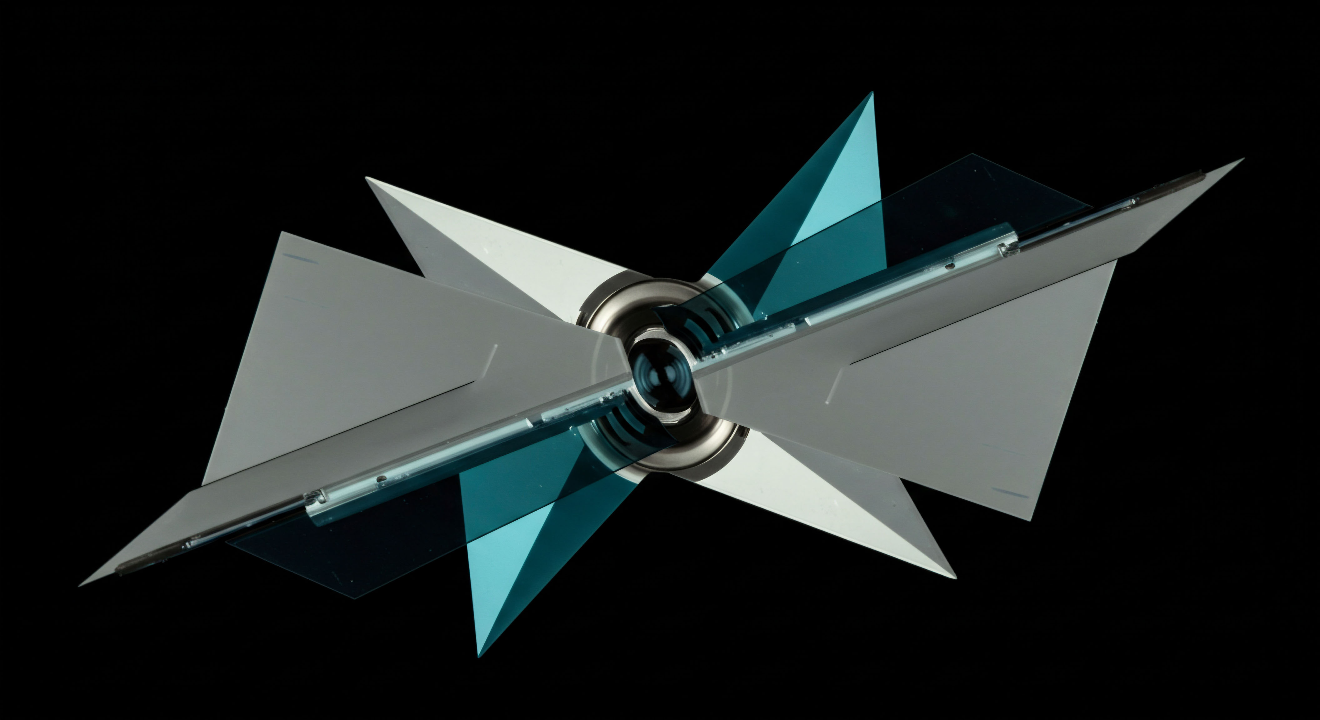 This abstract visualization depicts metallic gray and translucent cyan geometric planes radiating from a central nodal structure suggesting a dynamic market mechanism or smart contract core. The sharp angular protrusions mimic leveraged option spread geometries crossing a decentralized finance protocol locus. Specifically, the structure suggests an instantaneous snapshot of option decay or time premium erosion on an exotic instrument structure. We observe simulated orthogonal axes representing perpetual swap liquidity pools and instantaneous futures price discovery across a regulated derivatives exchange framework. The composition embodies the inherent bifurcation risk management inherent in high-frequency arbitrage strategies concerning tokenized real-world assets and synthetic asset issuance protocols. This complex interplay defines the theta decay dynamic for sophisticated structured products.