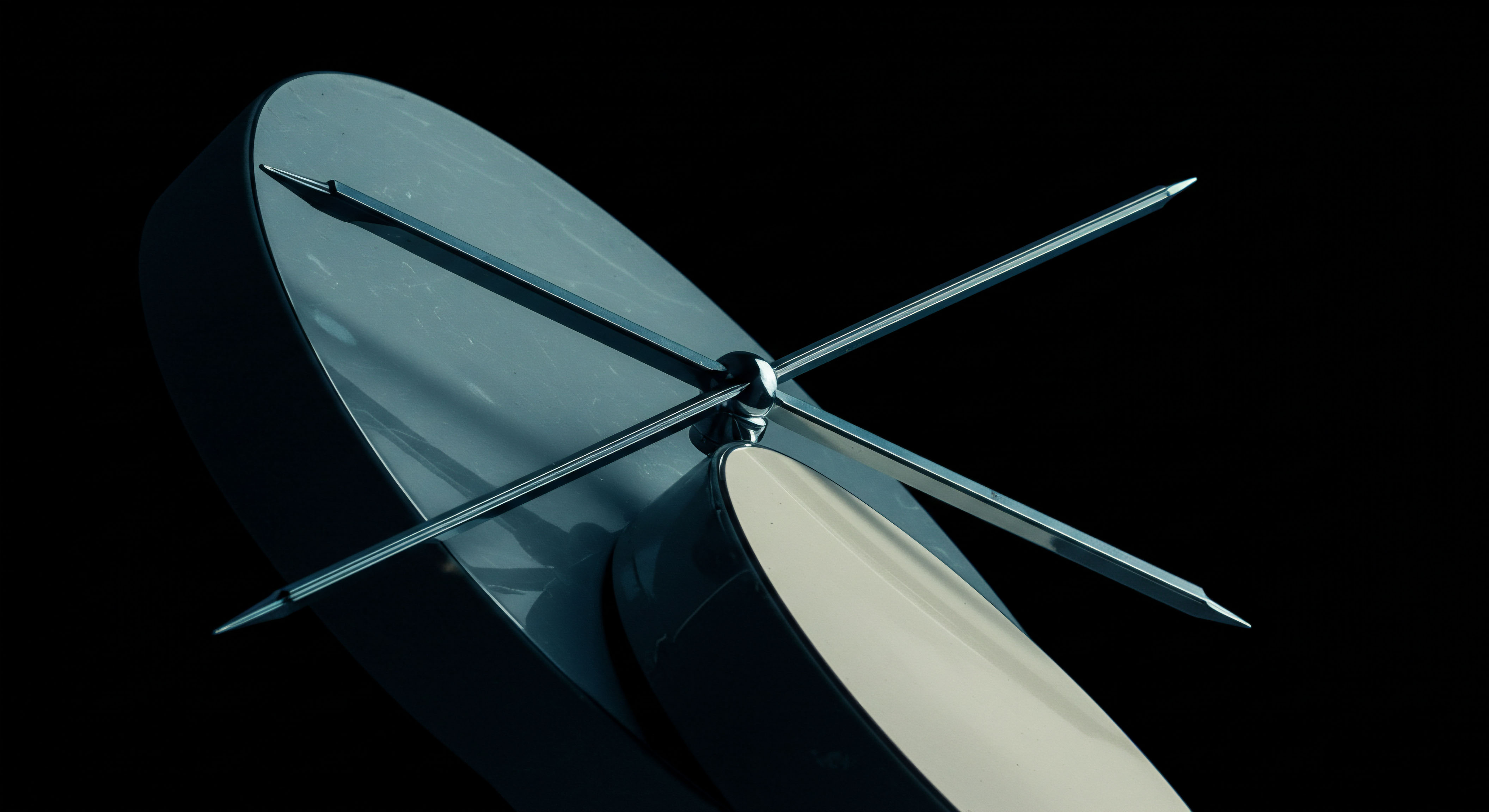 This high-contrast visualization features intersecting metallic needle analogues poised over smoothly contoured, dark cyan and beige substrates, reminiscent of complex financial instrument geometry. It symbolizes the precise juncture of options expiry where underlying asset value dictates settlement protocols. The stark black background accentuates the sharp convergence, mirroring the binary nature of derivative contract resolution. Key concepts visualized include implied volatility modeling for determining premium valuation, efficient market hypothesis challenges at rollover events, and the critical importance of timely delta hedging execution. The structure suggests the convergence onto a final settlement price akin to a specific strike price realization within decentralized finance perpetual futures markets. This abstraction addresses concepts like clearing mechanism finality and liquidation cascades in leveraged trading environments.