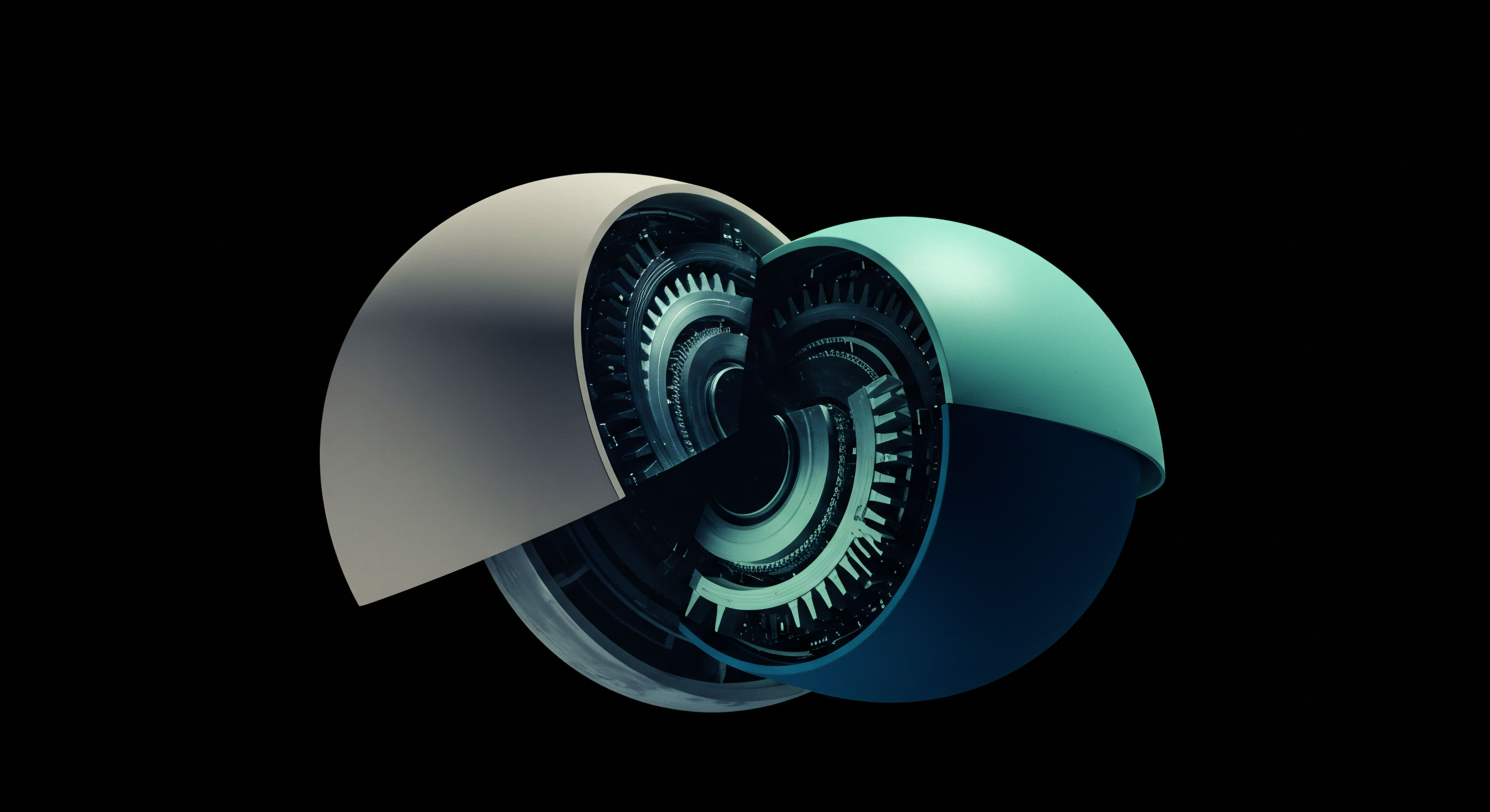 This abstract visualization presents a cross-section of interlocking, geometrically segmented spheres revealing intricate internal gearing, suggestive of systemic financial architecture. The pale gray and muted teal casing parts expose deep, complex mechanical assemblies symbolizing the core infrastructure of digital asset settlement. This structure metaphorically represents the nested complexity within Automated Market Makers or centralized exchange order book depth, perhaps modeling latent liquidity pools or smart contract execution flows. Keywords include volatility skew, implied volatility surfaces, liquidation cascades, synthetic asset construction, and option Greeks decomposition within decentralized finance governance frameworks. The interplay hints at non-linear price discovery mechanisms intrinsic to high-frequency crypto arbitrage strategies navigating slippage parameters across differing perpetual swaps venues.