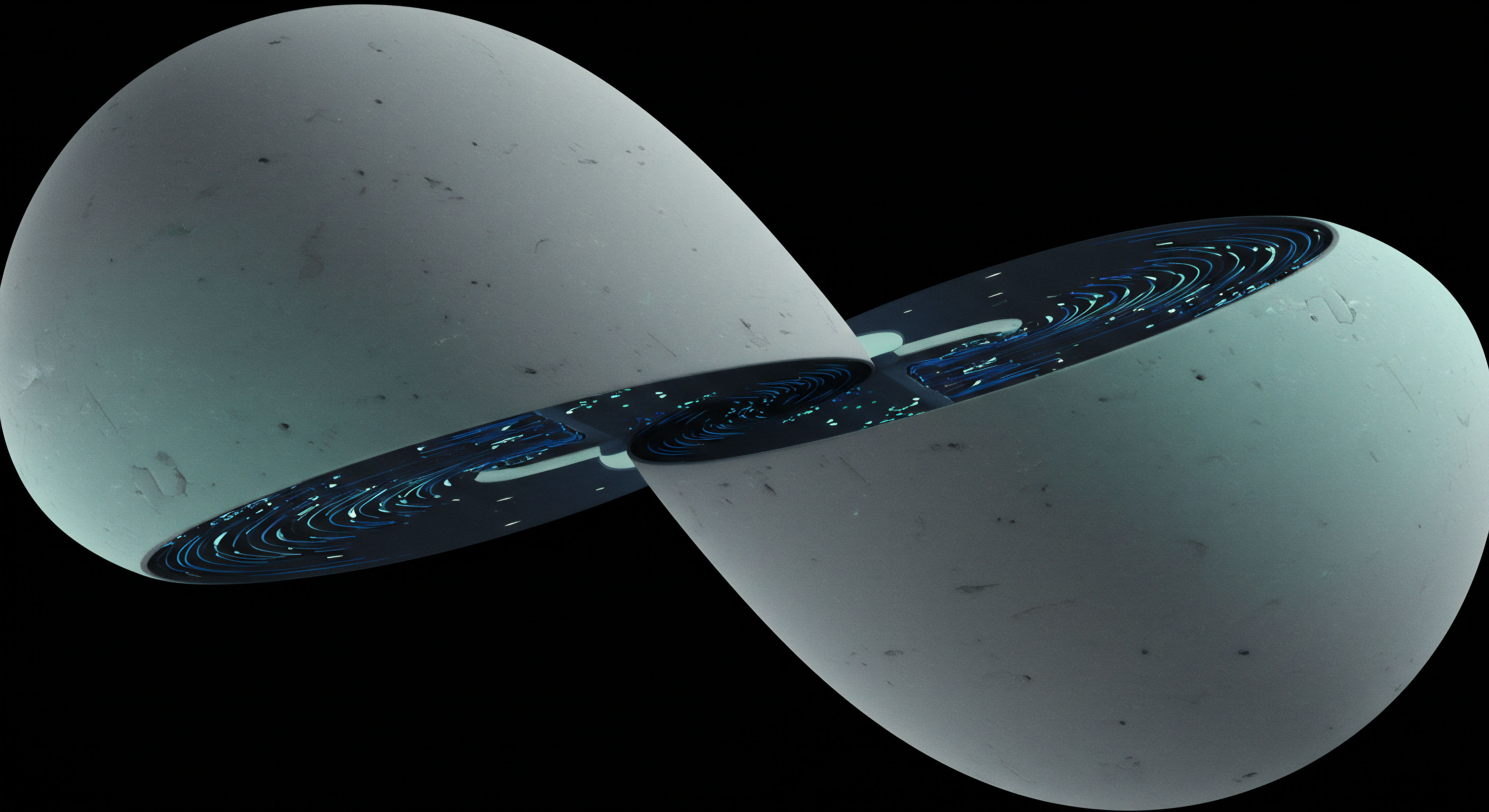 The visualization depicts a lemniscate structure bisected revealing internal luminescent fluid dynamics suggesting entangled decentralized finance mechanisms. Blue spiraling patterns within the void evoke non-custodial atomic swaps executed across heterogeneous blockchain ledgers. This geometry symbolizes interconnected derivative protocols like perpetual futures settlement and collateralized debt positions requiring deep on-chain order book transparency. The external matte surface implies underlying protocol conservatism contrasting with internal constant flow representing volatile market microstructure and efficient market hypothesis testing via high-frequency arbitrage strategies across disparate decentralized exchanges DEX liquidity pools. Key terms include Layer Two scaling solutions automated market makers AMMs and Impermanent Loss management structures.