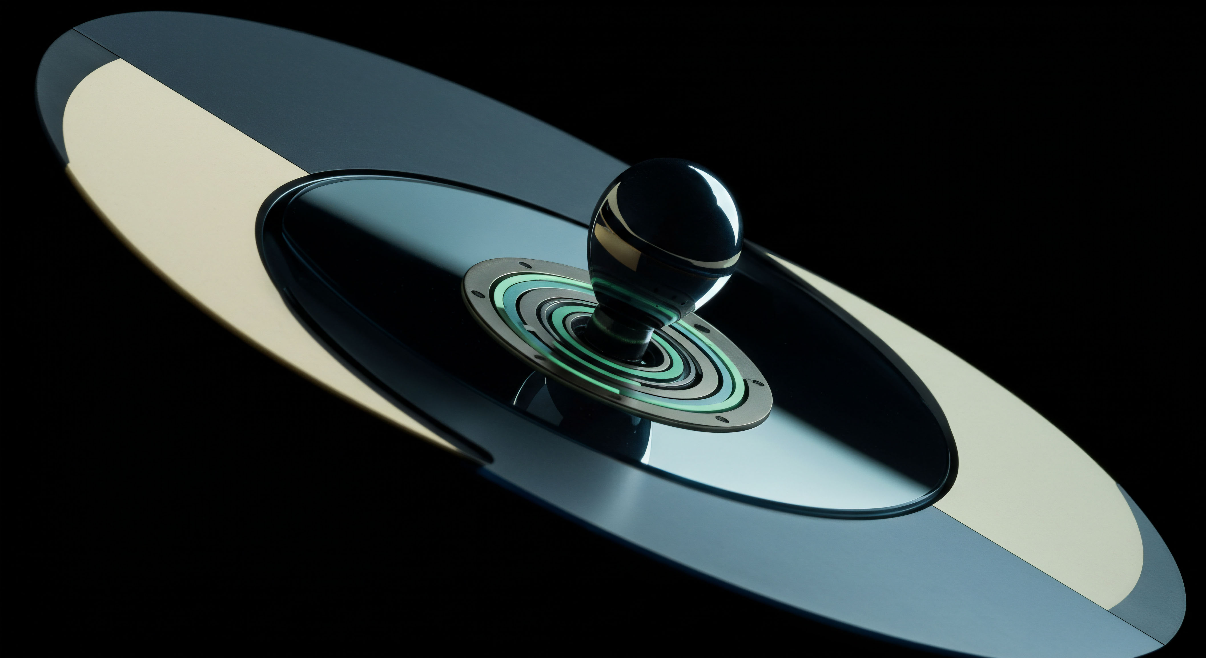 This highly polished, abstract visualization suggests a stylized interface element, resembling a high-end joystick or control sphere poised above concentric, illuminated rings set against a deep obsidian void. The design evokes mechanisms for precise market actuation, possibly symbolizing a governance token deployment or a sophisticated options contract execution module. The glowing teal strata represent real-time data feeds critical for calculating instantaneous implied volatility skews across exotic option structures. This composition metaphorically captures the delicate balancing act required in managing liquidity pools and executing atomic swaps within Layer-2 scaling solutions, emphasizing deterministic finality against fluctuating on-chain arbitrage opportunities. It reflects the critical convergence of decentralized governance and high-frequency trading dynamics.