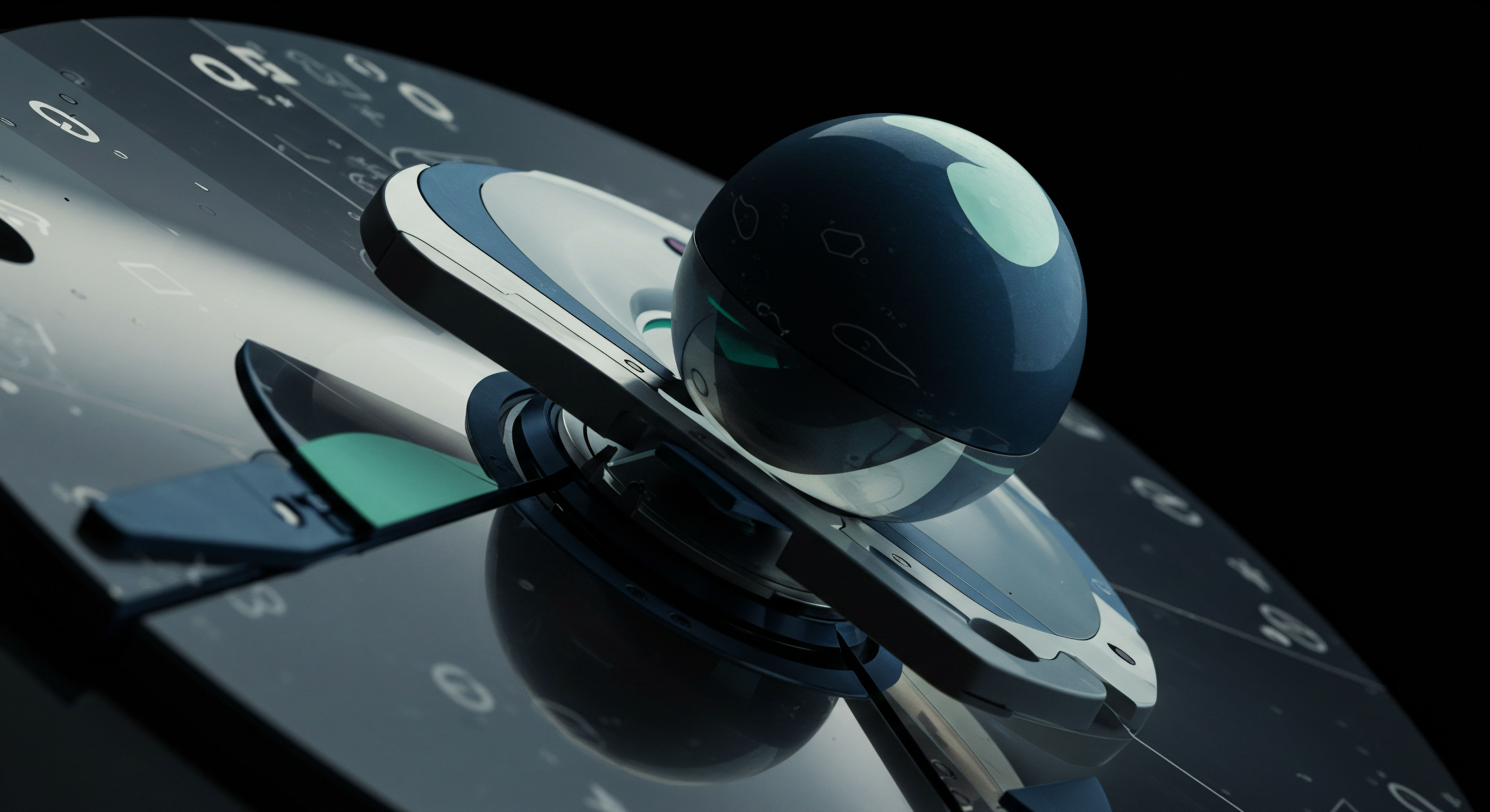 This rendering visualizes a sophisticated decentralized finance primitive suggesting a dynamic mechanism for option pricing calibration. A glossy, dark blue spherical asset orb rests suspended above a reflective black surface etched with faint, geometric digital glyphs, mimicking a complex order book visualization or a K-line chart projection. This abstract structure evokes the complex mathematics underpinning stochastic volatility models used in advanced perpetual futures and structured products within decentralized exchanges DEXs. The metallic sheen and cyan accents suggest secure, high-throughput ledger settlement layers essential for mitigating counterparty risk in uncollateralized derivative transactions. It represents the algorithmic equilibrium achieved between implied volatility skew and realized return metrics in high-frequency crypto arbitrage environments.