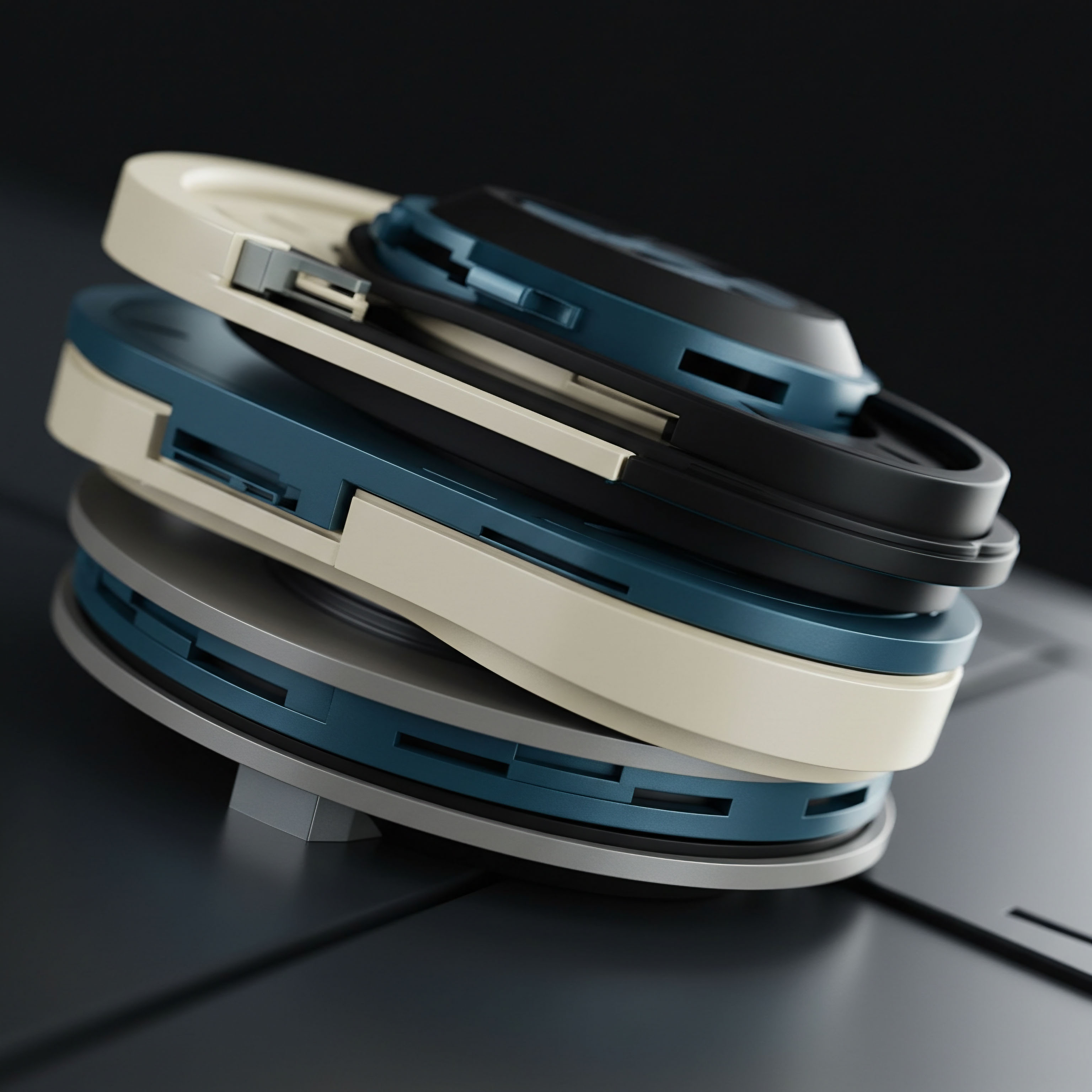 Stacked, precisely engineered circular modules in muted teal, cream, and gunmetal symbolize the hierarchical structure of decentralized finance liquidity pools. This visual metaphor illustrates complex collateralization tiers and the inherent counterparty risk management crucial for on-chain perpetual swaps. The layered components suggest nested smart contract executions defining expiry mechanics within volatile crypto options markets. Each stratum references distinct tranche allocations or collateral ratios required for robust over-collateralization against systemic decentralized exchange slippage. This modularity speaks to granular risk engineering necessary for scaling digital asset derivative products beyond simple spot trading, embodying dynamic hedging strategies and potential settlement frameworks.