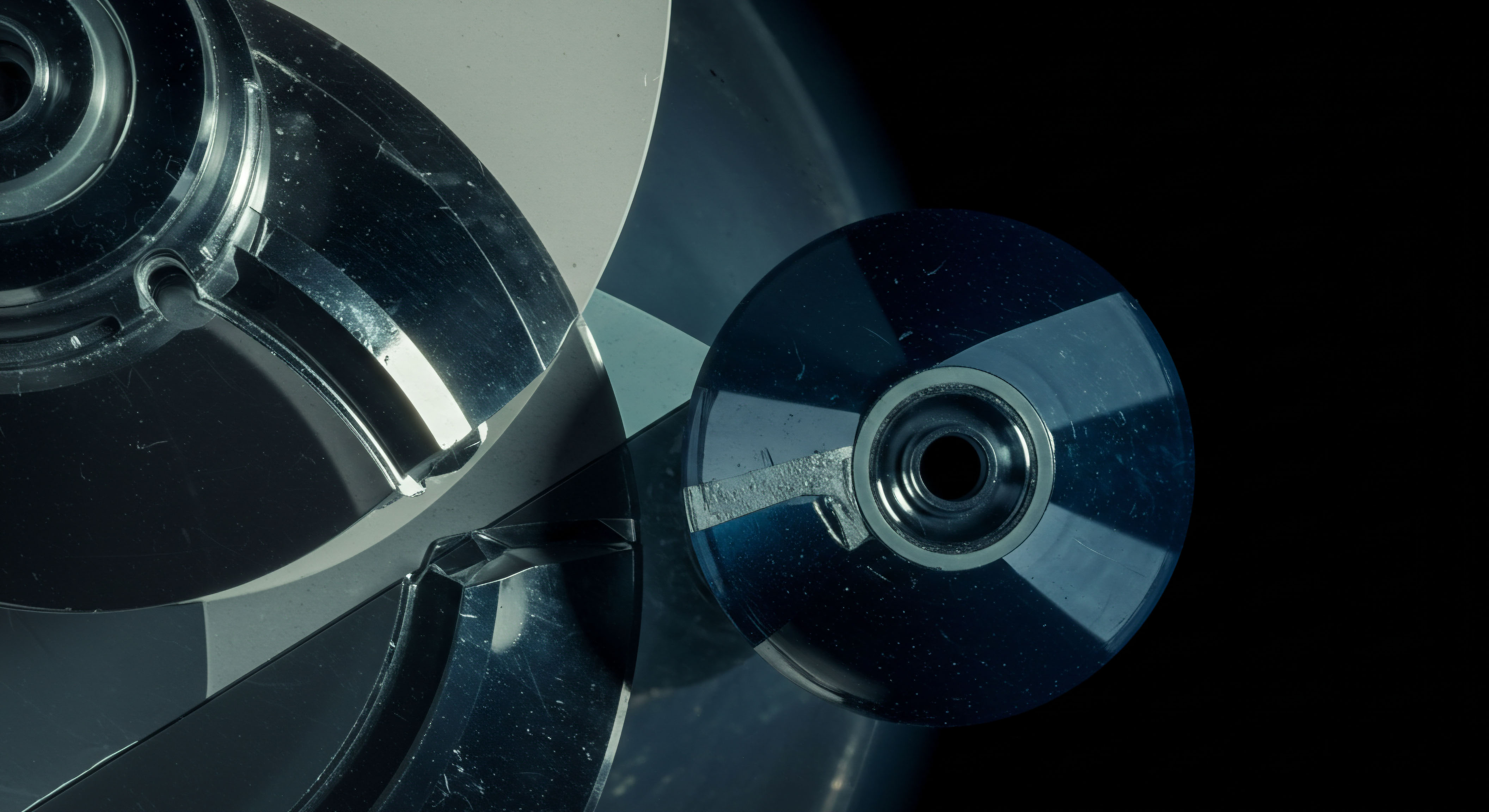 This close-up reveals highly polished metallic surfaces interacting with a smaller, dark, striated disc, suggestive of underlying mechanical complexity perhaps mirroring decentralized ledger architecture. The sharp reflections and layered forms evoke the intricate structuring of exotic derivatives, specifically regarding volatility surface mapping within perpetual futures contracts. The interaction symbolizes the inherent counterparty risk present even in digitally secured markets, akin to the complexities of embedded options pricing. Understanding the bifurcation structure implied by the geometry relates directly to managing strike price differentials in structured products and assessing slippage in high-frequency trading environments across various DeFi protocols. This composition visually models the technical depth underpinning synthetic asset creation and collateral management via automated market makers.