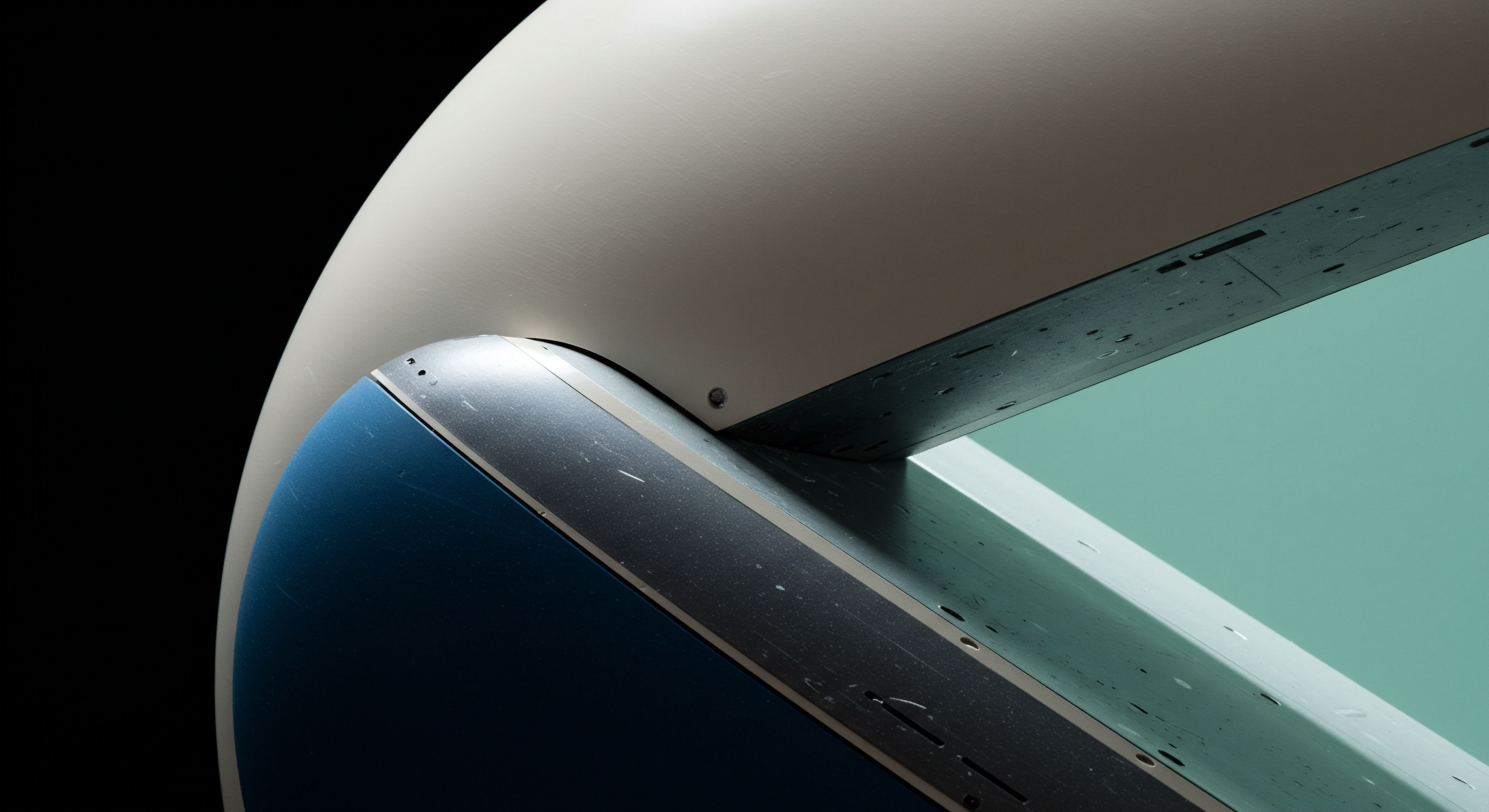 This abstract composition depicts interlocking, curved, and planar surfaces suggesting the structural integrity underpinning decentralized finance architecture. The stark contrast between the matte off-white superstructure and the deep blue underlying component hints at multilayered security protocols. The metallic element showcases fine particulate imperfections, mirroring slippage or minor transaction failure rates inherent in high-frequency order book management. The soft teal background contrasts the rigidity, perhaps symbolizing realized profit margins or the ephemeral nature of liquidity pools. This structure embodies the robust engineering required for non-custodial options execution and smart contract auditing within novel DeFi protocols managing collateralized debt positions. Key concepts include settlement finality the maintenance of oracle feeds and resistance to front-running in cross-chain atomic swaps.