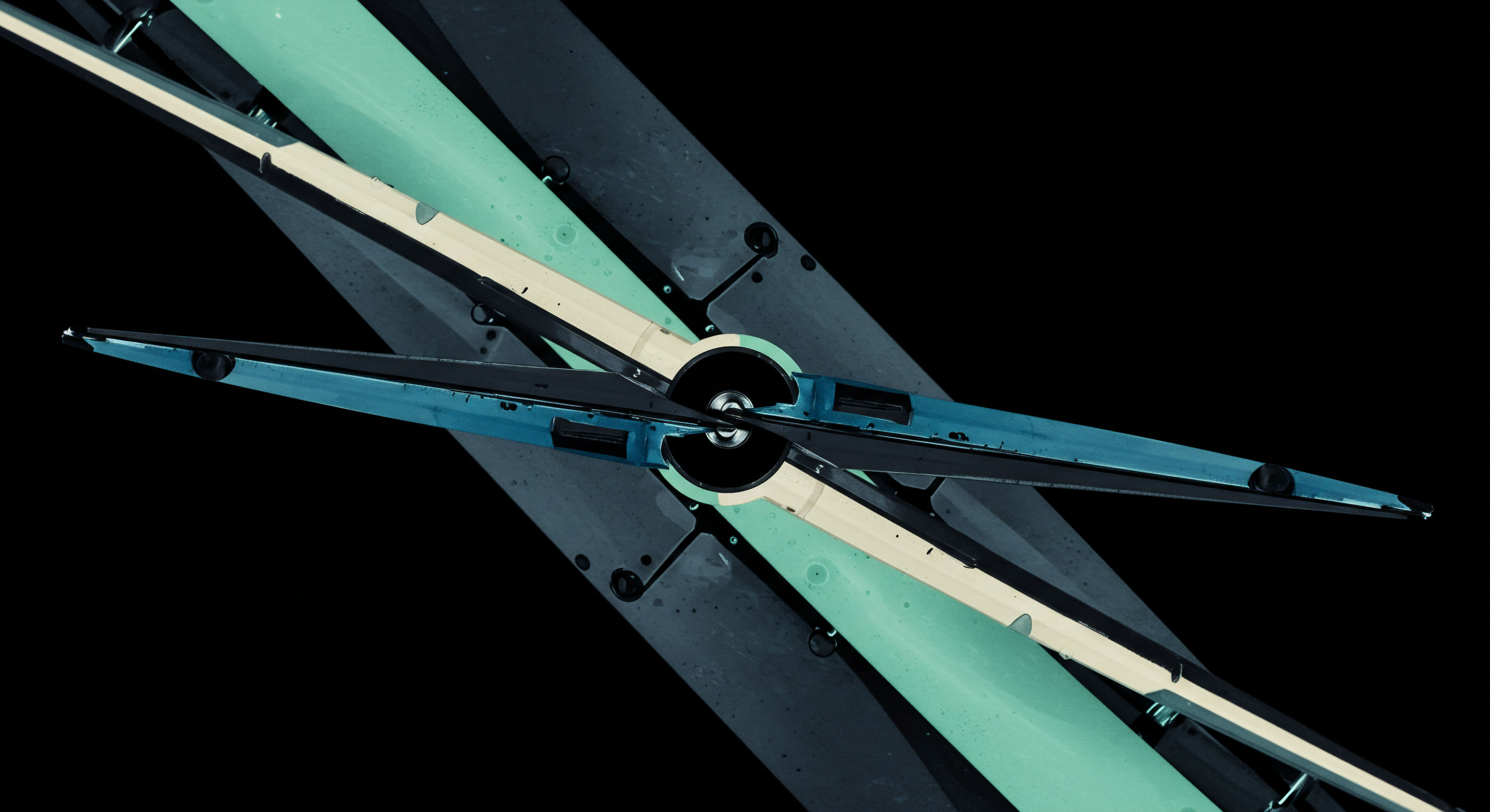 This abstract composition reveals a perfectly mirrored structure suggestive of controlled exchange mechanisms within decentralized finance DeFi protocols. The central nexus implies a critical execution point akin to a smart contract trigger or a liquidity pool consolidation event. The sharp diagonal lines and contrasting cyan teal and cream segments evoke the precision required in managing volatile digital asset exposures like exotic options structures or perpetual futures hedging against systemic market microstructure risk. This visualization symbolizes the instantaneous settlement and counterparty risk mitigation inherent in advanced cryptocurrency derivative operations like synthetic asset replication or collateralized debt positions CDPs requiring oracle feeds. The stark black background isolates the technical arrangement emphasizing transparent ledger integrity.