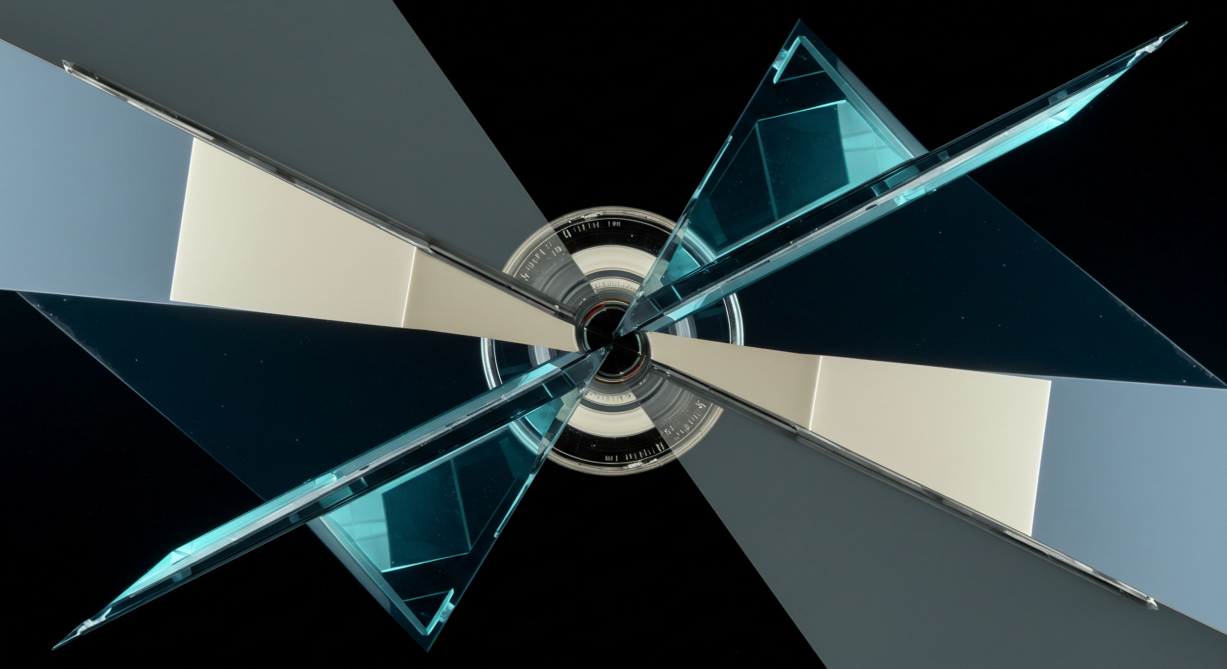 Crystalline tetrahedral structures refract light around a central vortex resembling a decentralized exchange order book depth chart or a high-frequency algorithmic trading mechanism. This composition embodies the kinetic complexity of digital asset hedging strategies, specifically illustrating structured products like exotic options payoff diagrams intersecting centralized consensus protocols. The sharp, intersecting planes suggest the precise execution required for arbitrage opportunities across layered liquidity pools. Visualize this as the geometric representation of a multi-asset synthetic collateral structure or the dynamic balancing act within a perpetual contract market maker's inventory management system, emphasizing latent volatility exposure relative to basis spread convergence.