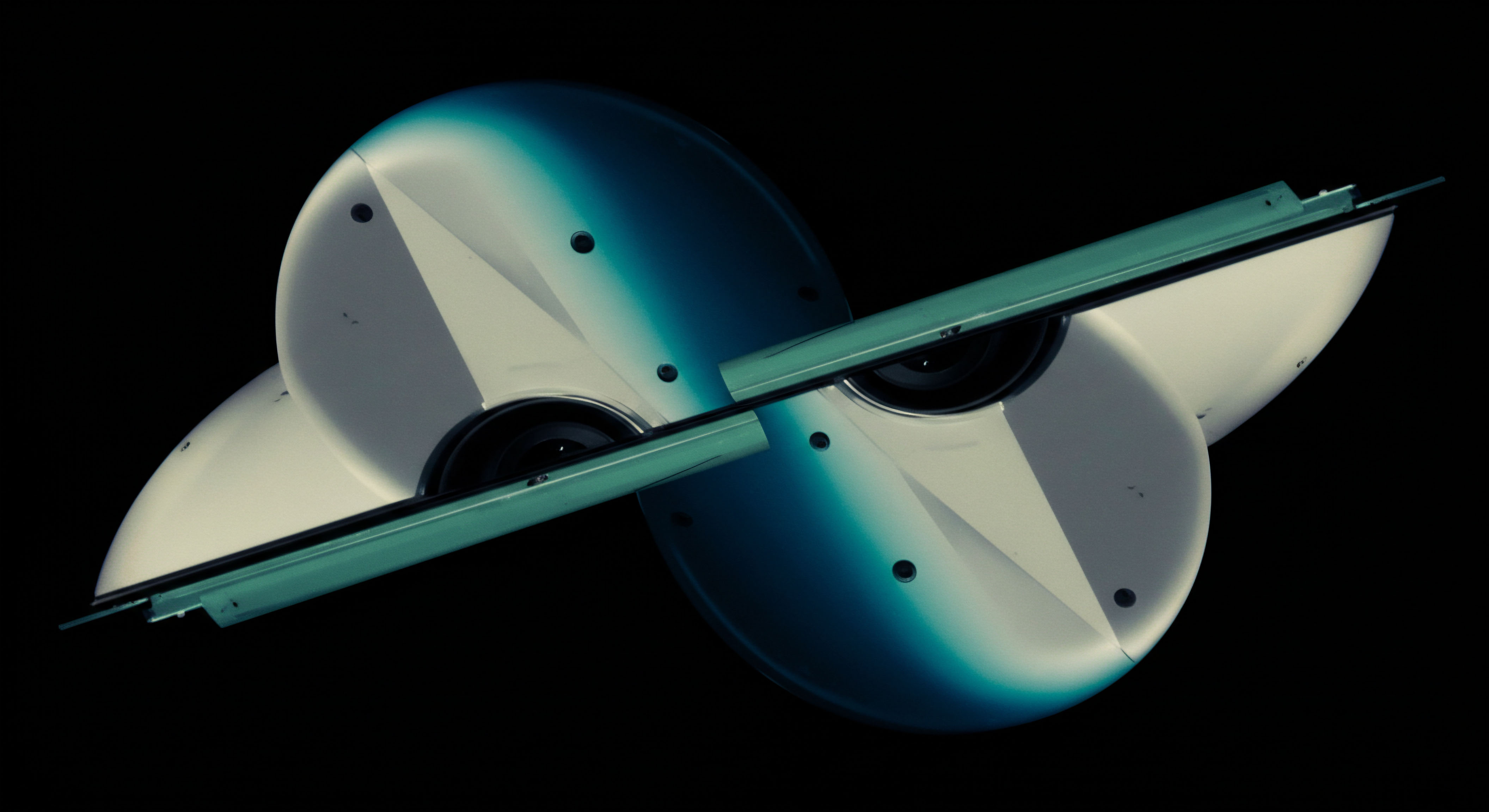 This symmetrical rendering visually suggests entwined, counter-rotating convex forms against deep negative space, evoking the complex dynamics of DeFi primitives. The cyan gradient highlights nodal points resembling critical support or resistance levels on a high-frequency trading chart. It symbolizes the instantaneous matching engine execution inherent in decentralized exchange order books, perhaps representing the complex interplay of Impermanent Loss mitigation against yield farming apertures. The central intersection implies a cross-chain atomic swap mechanism or the nexus of a complex option payoff structure where perpetual futures converge with delta hedging protocols. This composition visualizes the abstract architecture supporting algorithmic collateralization and liquidity pool optimization strategies essential for decentralized finance solvency mechanisms.