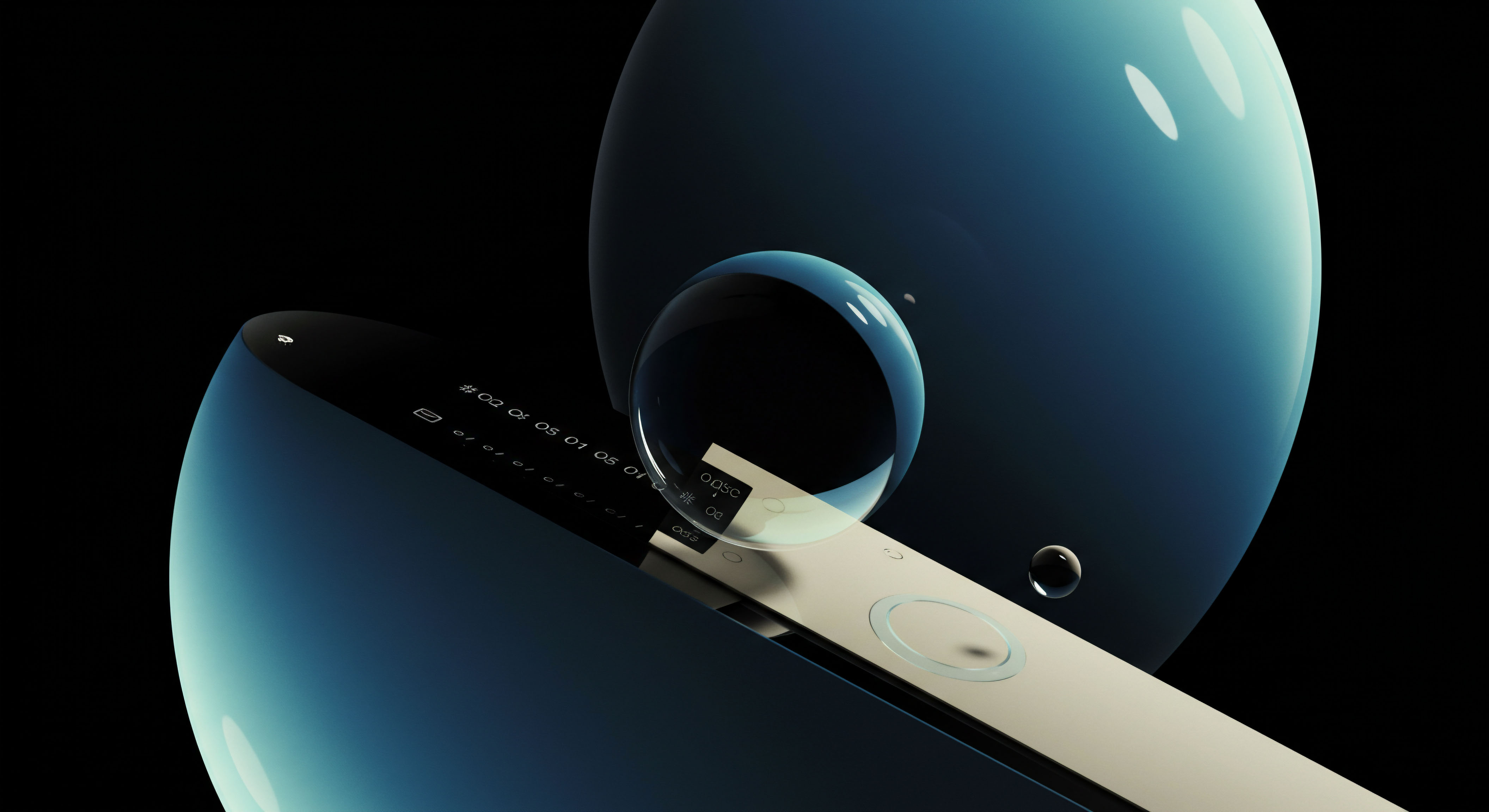 The composition depicts a highly polished, dark teal, biomimetic ovoid structure partially revealing a sleek, luminous interface displaying alphanumeric sequences likely representing ledger entries or time series data such as expiration metrics or strike prices. A large, transparent, spherical lensing element refracts the background sphere, symbolizing volatility skew or exotic option constructs within decentralized finance DeFi. This visual metaphor emphasizes the precision required in managing perpetual swaps mechanisms or calculating collateralized debt positions CDP under near zero-latency trading protocols. The subtle glowing circular input suggests interaction with a novel execution environment for digital asset tokenization and synthetic futures instruments.